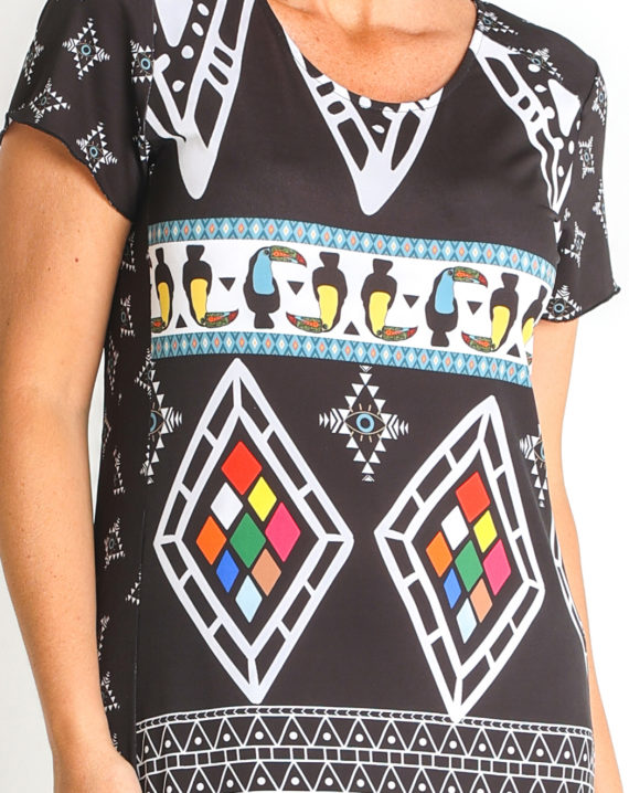 VESTIDO PUNTO ESTAMPADO ETNICO PES. RECICLADO - Imagen 4