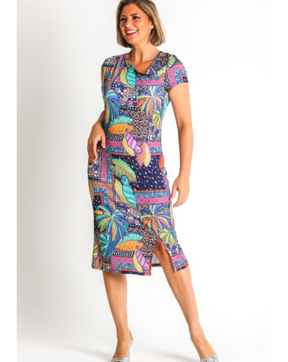 VESTIDO PUNTO ESTAMPADO PES. RECICLADO