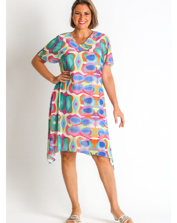 VESTIDO TUL ESTAMPADO PES. RECICLADO