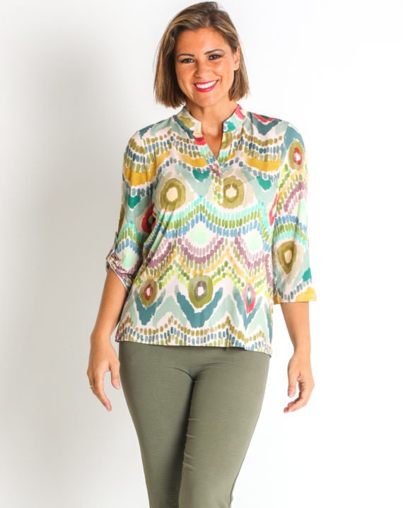 BLUSA MAO PUNTO ESTAMPADO PES. RECICLADO