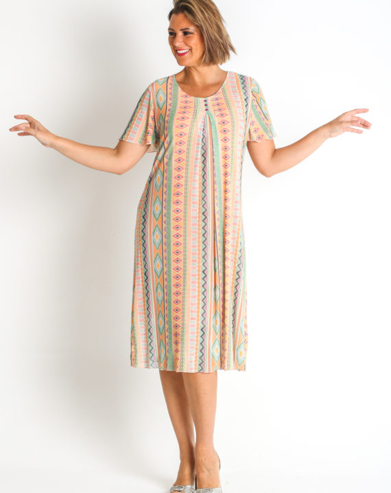 VESTIDO TUL ESTAMPADO CENEFAS PES. RECICLADO