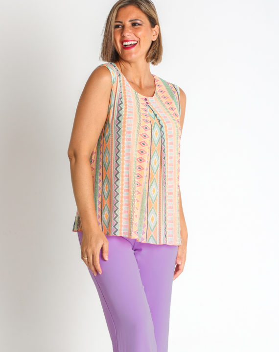 TOP TUL ESTAMPADO CENEFAS PES. RECICLADO