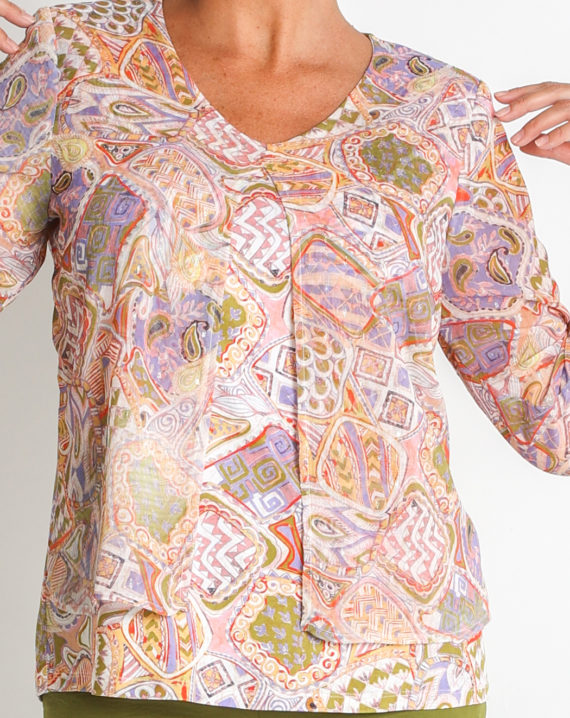 CONJUNTO SIMULADO GASA Y PUNTO ESTAMPADO MANGA 3/4 - Imagen 4