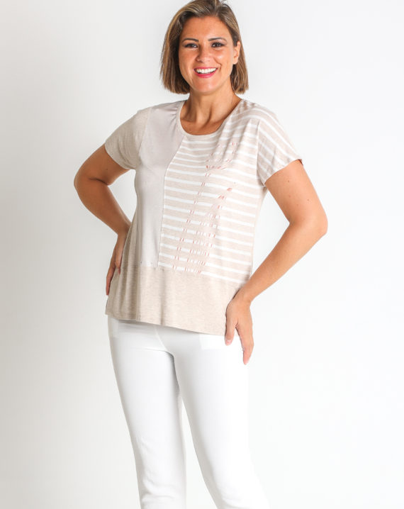 CAMISETA COMBINADA VISCOSA RAYAS