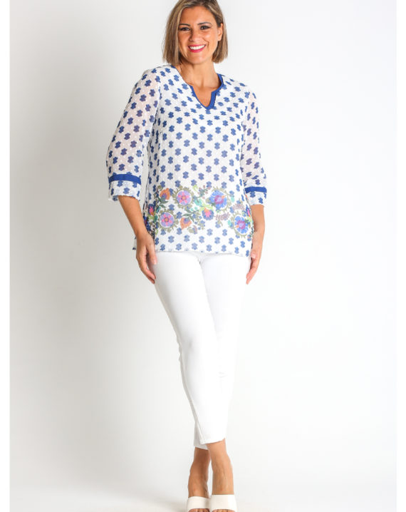 BLUSA PLUMETI ESTAMPADO MANGA 3/4