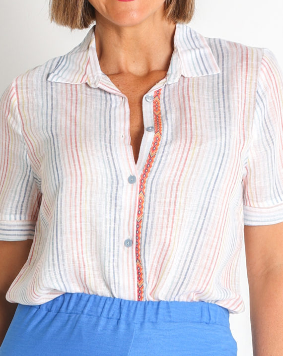 CAMISA RAYAS VISCOSA-LINO - Imagen 4