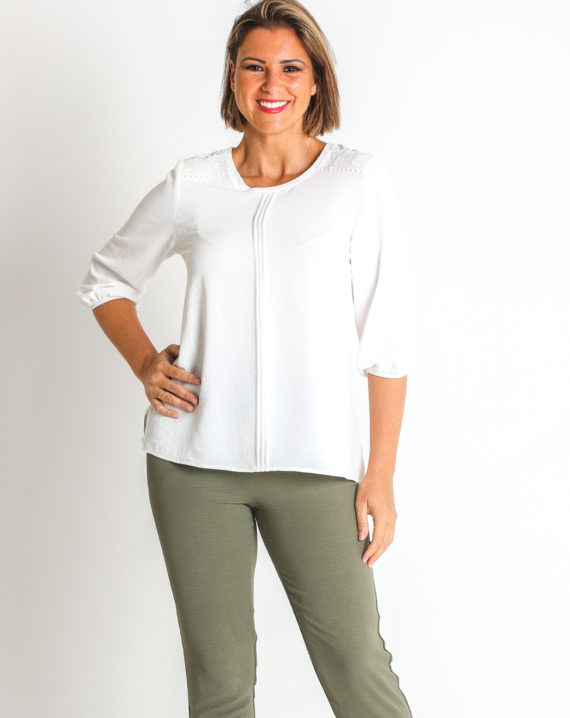 BLUSA CREP UNTILLA HOMBRO PES. RECICLADO