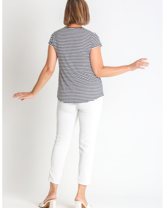 CAMISETA VISCOSA RAYAS CORTE PUNTILLA - Imagen 2