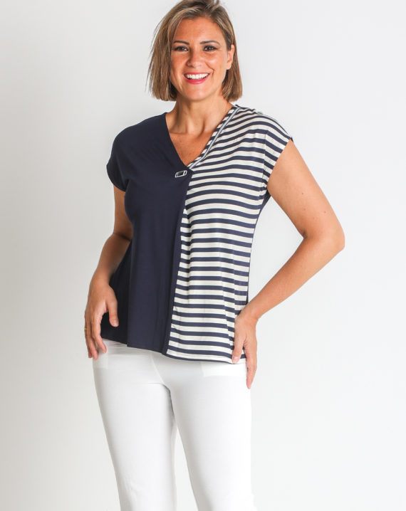 CAMISETA PUNTO VISCOSA CON RAYAS