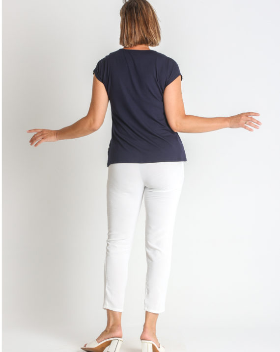 CAMISETA PUNTO VISCOSA CON RAYAS - Imagen 2