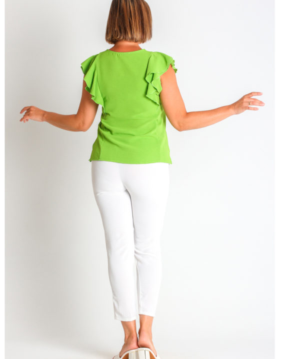 BLUSA CREP LISO CON VOLANTES - Imagen 2