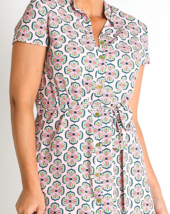 VESTIDO CUELLO MAO ESTAMPADO PES.RECICLADO - Imagen 4