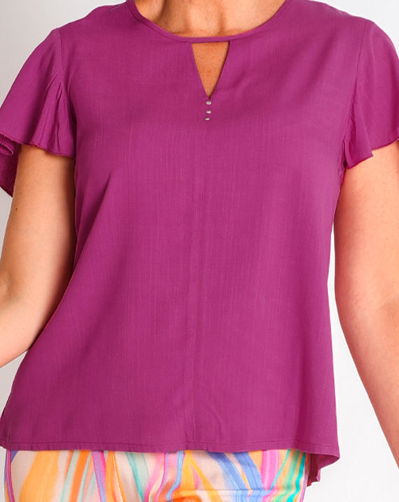 BLUSA VISCOSA ESCOTE CON PICO - Imagen 4