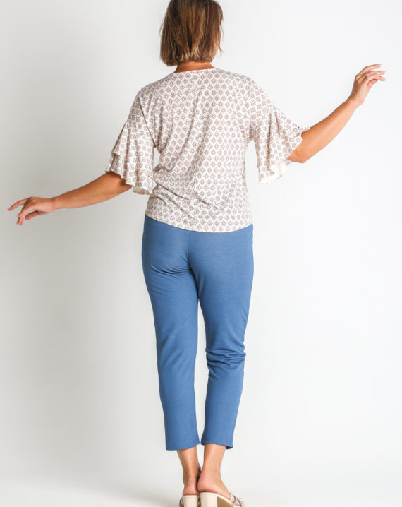 BLUSA PUNTO ESTAMPADO MANGA CAPEADA - Imagen 2