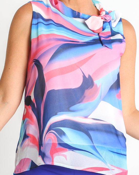 TOP GASA ESTAMPADA LAZO CUELLO - Imagen 4