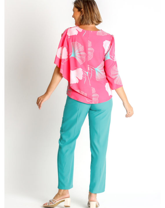 BLUSA SATEN ESTAMPADO MANGAS ASIMETRICAS - Imagen 2